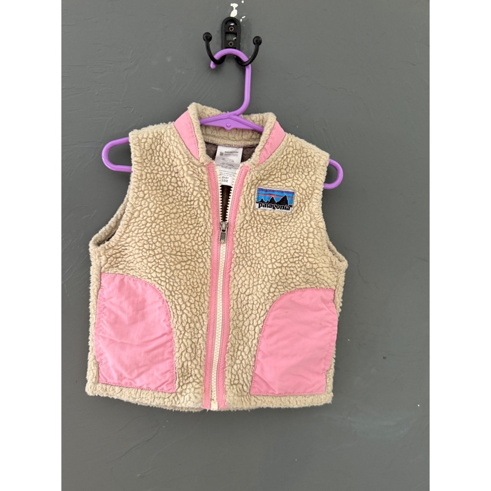 Patagonia Baby Retro-X Fleece Vest Cream Pink 18M Full Zip Jacket Outdoor